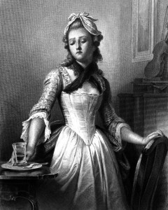 Luise Miller, Charakter aus dem Schiller-Drama Kabale und Liebe, Zeichnung von Arthur Ramberg, 1859